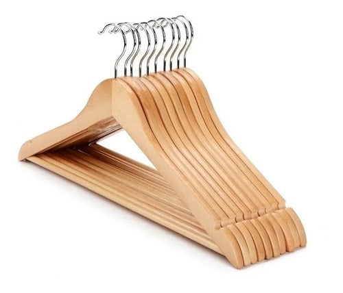 CHEZ - PAPU Premium Glossy Finished Natural Wooden Hangers - Set of 24! 1