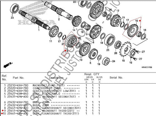 Honda Engranaje 3rd Secondary Original XR 125 2013 Centro Motos 4
