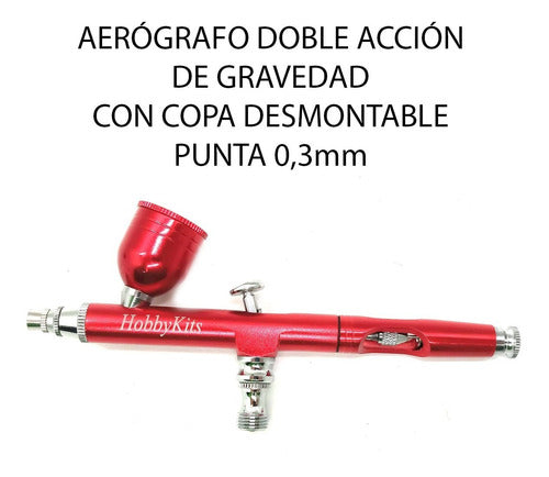 Professional Dual Action Gravity Feed Airbrush with Detachable Cup 0.3mm 8