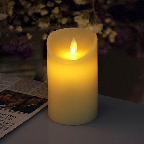LED Pillar Candles with Moving Flame Effect Pack of 3 with Remote Control 1