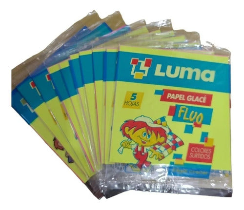 Luma Fluorescent Glace Paper 10x10 cm - 3 Packs of 5 Sheets 0