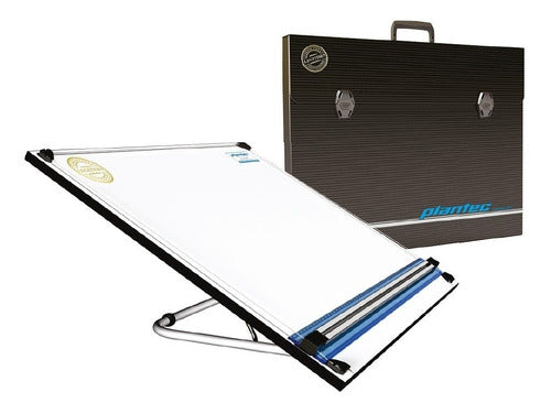Plantec Drawing Board 40x50 with 6 Positions Easel + Parallel Ruler + Carrying Case 0