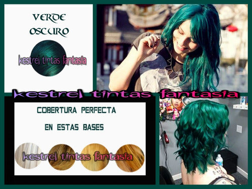 Kestrel Tinta Fantasia Cabello Color Verde Oscuro Petroleo 250ml 1