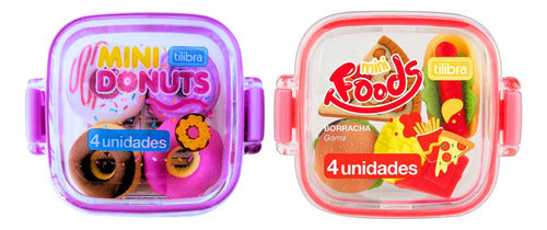 Kit Borrachas Mini Donuts Foods 2 Marmitinhas Tilibra 0