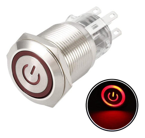 Boton Pulsador Metal 16mm Con Logo Sin Retencion Rojo 1