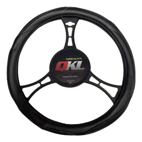 QKL Black Eco Leather Steering Wheel Cover / 38 cm 1