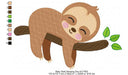 Embroidery Machine Lazy Sloth on Branch Pattern 1154 5