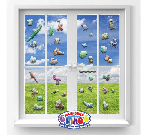 Incredible Gel Jungle Wildlife Reusable Inflatable Stickers for Kids and Rooms 2