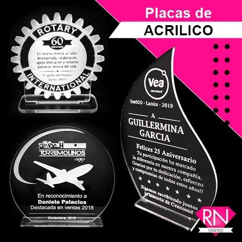 RN DISEÑO 12 Acrylic Engraved Trophy, Award, Plaque - 20x15 cm 1