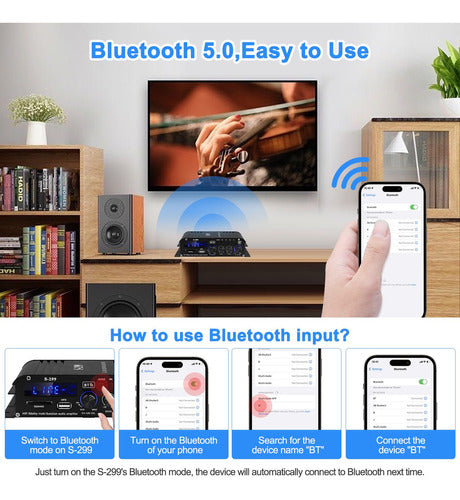 Amplificador De Audio Hifi S-299 4.1 Canales Bluetooth5.0 Mi 1