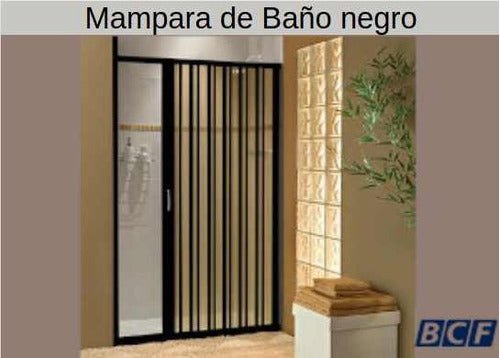 Mampara Baño Plegable Pvc Negra 1