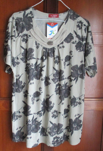 JIA CHENG Blusa, Remera - Talle M/L, Estampada, Nueva 4