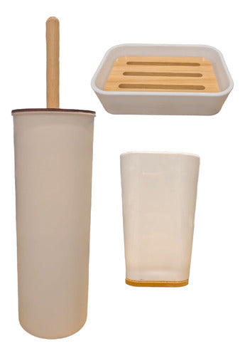 SABO SMART Bamboo Bathroom Kit Set of 3 Brush + Cup + Soap Dish 0