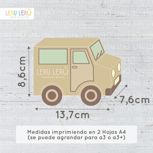 Leru Leru Imprimibles Kit Imprimible Molde Caja Camion Safari (Editable) 3