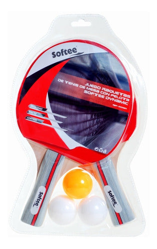 Set of 2 Ping Pong Paddles and 3 Softee Balls - Dynamic Set 4