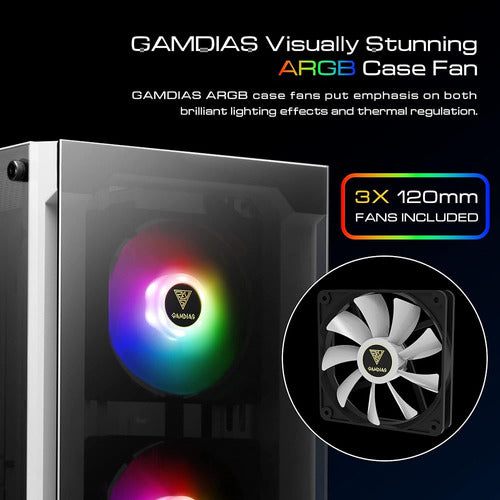 Zeus Gamdias White Rgb Gaming Atx Mid Tower Pc Case Con Pane 1