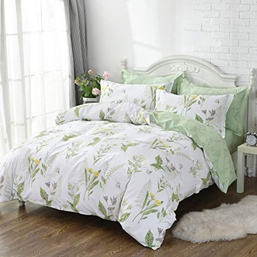 Fadfay Queen Duvet Cover Set 4 Pieces Shabby Daisy and Lavender Flowers 0