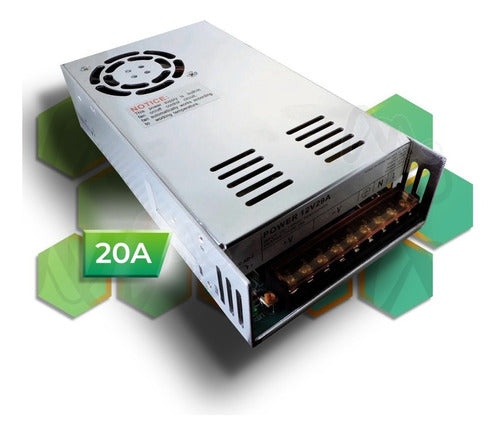 Power Tech Transformador 12V 20A Tiras De Led, Camaras De Seguridad 1