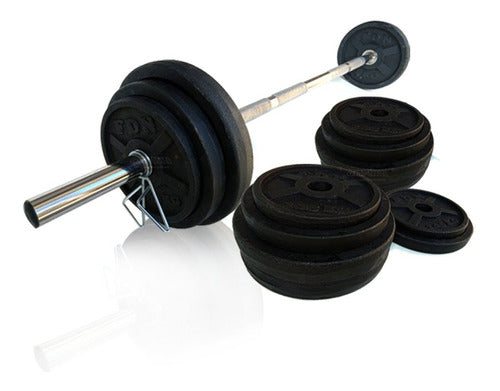 Gymman Chrome Bar 1.20m + 25kg Classic Weight Discs 0