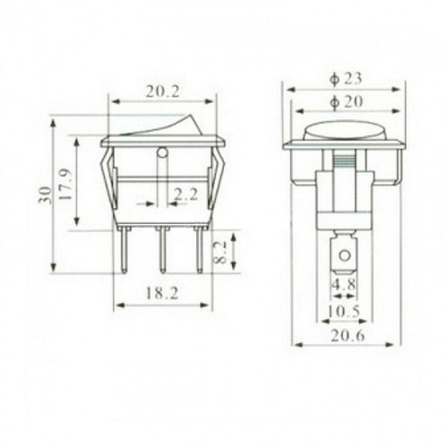 10 Peças - Chave Gangorra Kcd1-106a On/off 6a 3t Vd C/ Neon 1