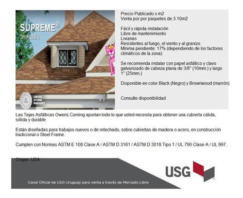 Teja Asfaltica Marrón Owens Corning - Plana 1