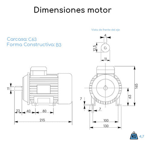 Motor Trifásico 0.25hp 3000rpm B3 Con Patas Uso Continuo 3