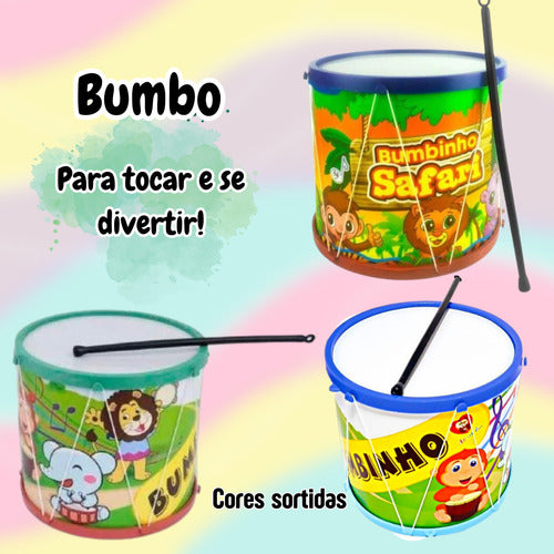 Pandeiro Infantil + Flauta + Bumbo + Tamborzinho Amar É 7