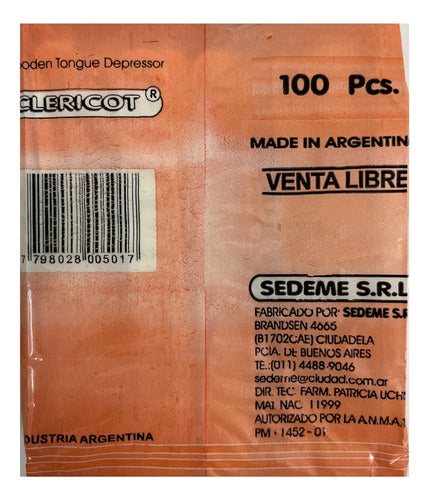 Clericot Baja Lenguas Pediátrico Madera Pack X100 Unidades 1