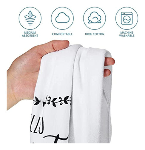 Tegeme 4 Fun Hand Towels with Sayings – Decorative Kitchen and Bath Towels 1