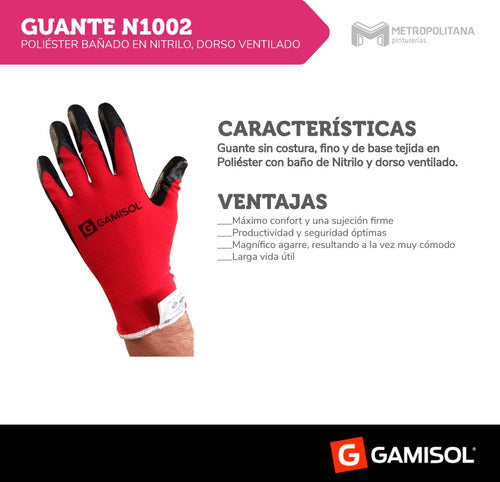 Gamisol 6 Pairs Non-Slip Reinforced Nitrile Work Gloves 1