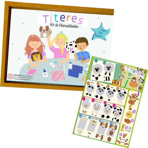 Torbellino de Ideas Armado Títeres Manualidades Caja Madera Arte Infantil Niños 0