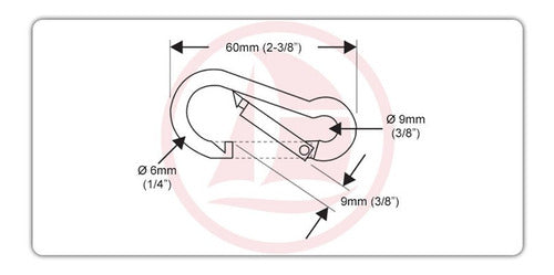 Five Oceans Long Stainless Steel Carabiner 60mm Diameter 6mm 1