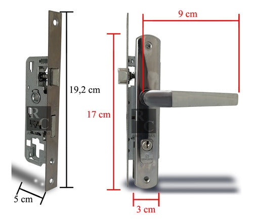 RC Soprano Fine Aluminum Door Lock with Cylinder and Latch 4