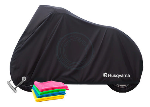 Husqvarna Waterproof Motorcycle Cover + 4 Microfiber Cloths 2