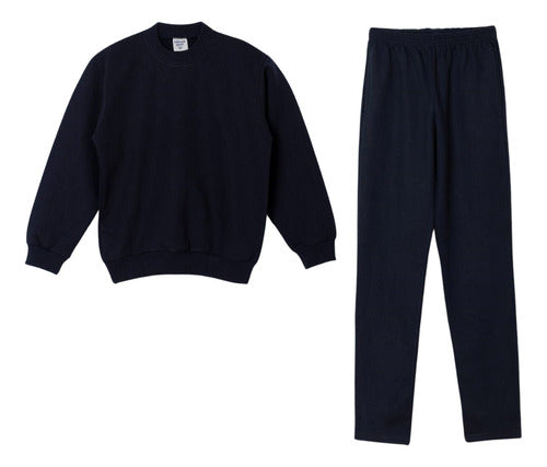 Narocca Navy Blue Fleece Set with Sweatshirt and Pants 0