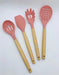 Set of 9 Kitchen Utensils with Wooden Handle and Pink Silicone Tip 4