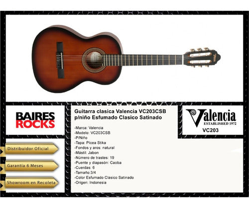 Classical Guitar Valencia VC203 for Kids Natural Satin Finish 1