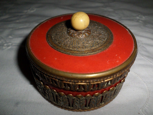 Antiguo Alhajero Caja Porcelana Y Bronce Labrado Restaurado 0