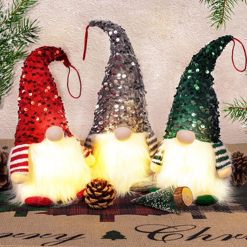 Amandir Illuminated Christmas Gnomes Plush Pack of 3 Battery Operated 1