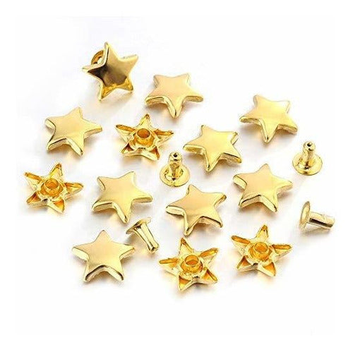 Tachas Remache Estrellas X100u. Doradas12mm 0