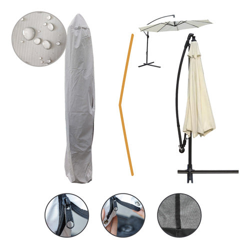 Premium Waterproof Umbrella Cover 4x4 - 285x68 Heavy Duty Double Layer PVC Fabric 0