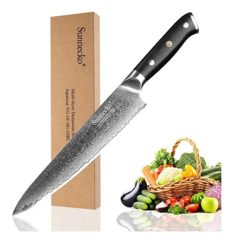 Cuchillo Chef 8'' Acero Vg-10 Japonés Damasco 73 Capas 0