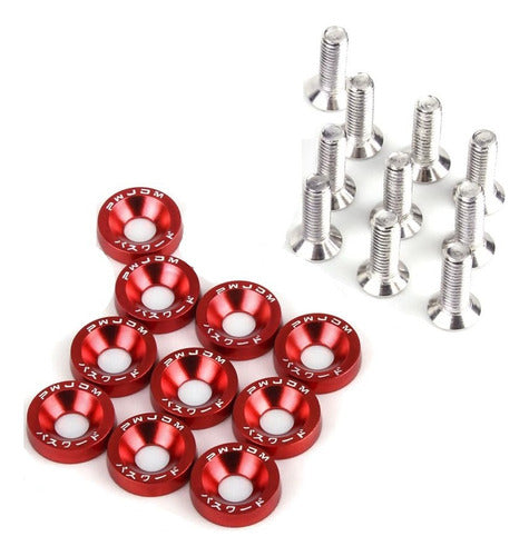 Anodized Aluminum Washers and Stainless Steel Screws Set 6mm M6 X10u Red 0