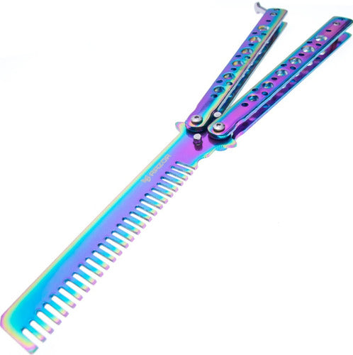 Razor Butterfly Trainer Knife Rainbow Fade Practice Comb 1