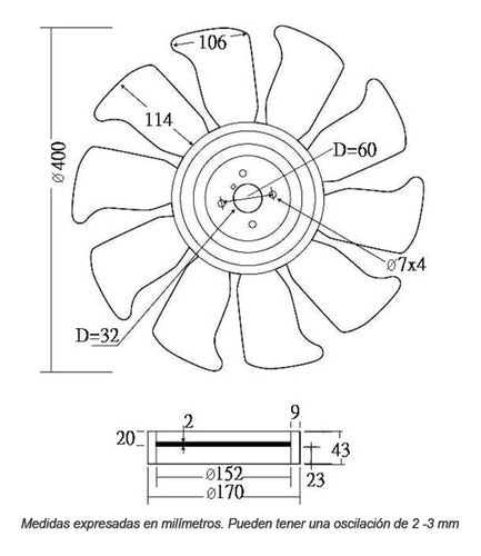 Paleta De Ventilador Autoelevador Motor Nissan K21/25 1