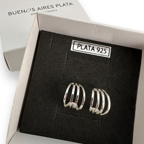 Buenos Aires Plata 925 Silver Earrings Four Lines Fashion Women Guarantee 0