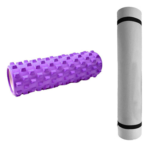 Fit Addict Set 1 Textured Massage Roller + 1 Yoga Mat 6mm 0