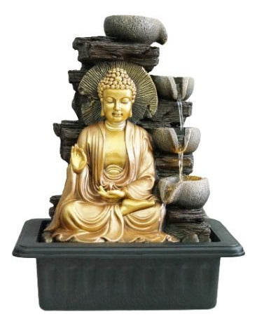 Mister Market Large Buddha Water Fountain with 4 Bowls Zen 40cm 0