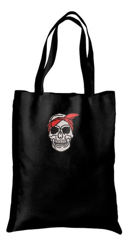 Queridos Terrícolas Tote Bag Bolsa Gabardina Bordado Red Bandana Skull 0