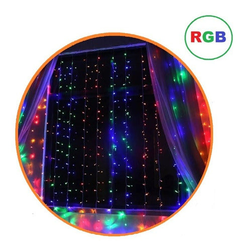 Cortina Led 300 Luces 12 Tira 3x3 Metros 220v Navidad Rgb!! 0